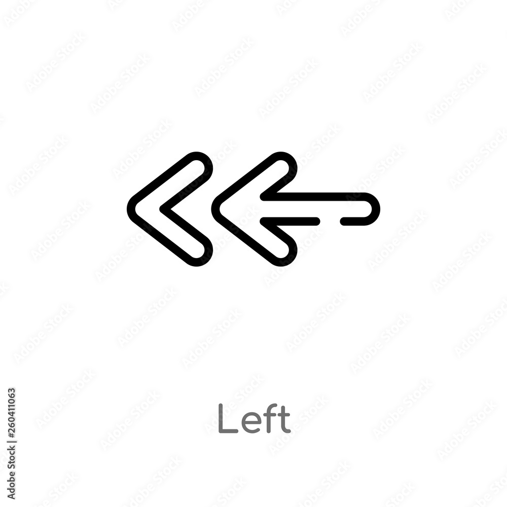 Poster outline left vector icon. isolated black simple line element illustration from interface concept. ed