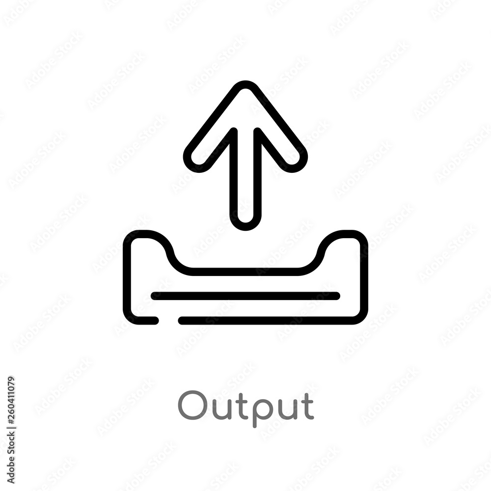 Poster outline output vector icon. isolated black simple line element illustration from interface concept. 