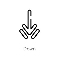 outline down vector icon. isolated black simple line element illustration from interface concept. editable vector stroke down icon on white background