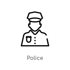 outline police vector icon. isolated black simple line element illustration from job profits concept. editable vector stroke police icon on white background