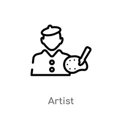 outline artist vector icon. isolated black simple line element illustration from job profits concept. editable vector stroke artist icon on white background