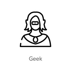 outline geek vector icon. isolated black simple line element illustration from job profits concept. editable vector stroke geek icon on white background