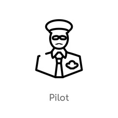 outline pilot vector icon. isolated black simple line element illustration from job profits concept. editable vector stroke pilot icon on white background