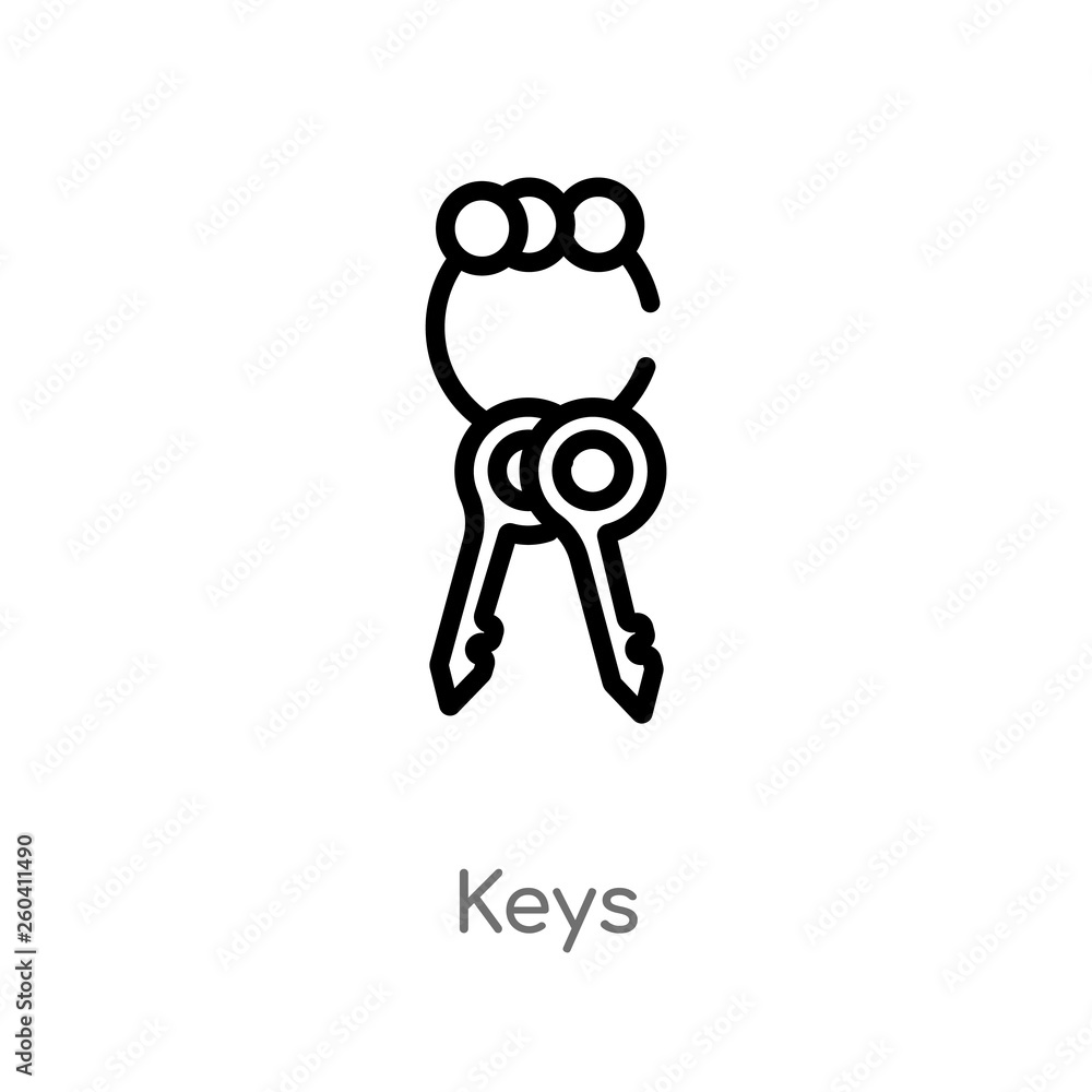 Aufkleber outline keys vector icon. isolated black simple line element illustration from kid and baby concept.