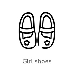 outline girl shoes vector icon. isolated black simple line element illustration from kid and baby concept. editable vector stroke girl shoes icon on white background