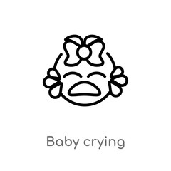 outline baby crying vector icon. isolated black simple line element illustration from kid and baby concept. editable vector stroke baby crying icon on white background