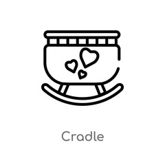outline cradle vector icon. isolated black simple line element illustration from kid and baby concept. editable vector stroke cradle icon on white background