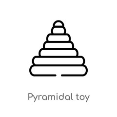 outline pyramidal toy vector icon. isolated black simple line element illustration from kid and baby concept. editable vector stroke pyramidal toy icon on white background