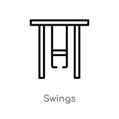 outline swings vector icon. isolated black simple line element illustration from kid and baby concept. editable vector stroke swings icon on white background
