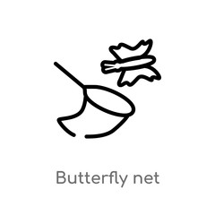outline butterfly net vector icon. isolated black simple line element illustration from kids and baby concept. editable vector stroke butterfly net icon on white background