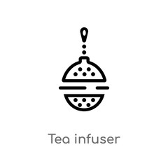 outline tea infuser vector icon. isolated black simple line element illustration from kitchen concept. editable vector stroke tea infuser icon on white background