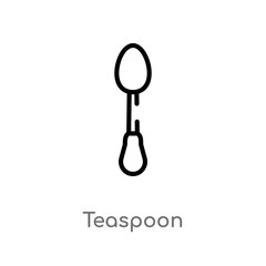 outline teaspoon vector icon. isolated black simple line element illustration from kitchen concept. editable vector stroke teaspoon icon on white background