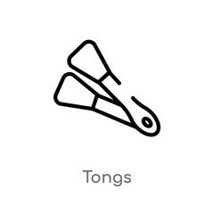 outline tongs vector icon. isolated black simple line element illustration from kitchen concept. editable vector stroke tongs icon on white background