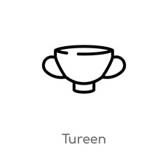 outline tureen vector icon. isolated black simple line element illustration from kitchen concept. editable vector stroke tureen icon on white background