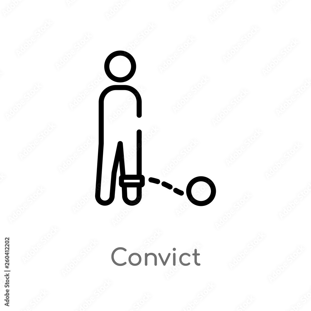 Poster outline convict vector icon. isolated black simple line element illustration from law and justice co