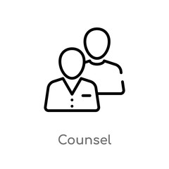 outline counsel vector icon. isolated black simple line element illustration from law and justice concept. editable vector stroke counsel icon on white background