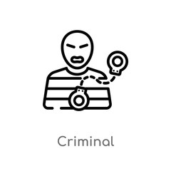 outline criminal vector icon. isolated black simple line element illustration from law and justice concept. editable vector stroke criminal icon on white background