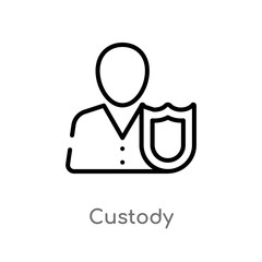 outline custody vector icon. isolated black simple line element illustration from law and justice concept. editable vector stroke custody icon on white background