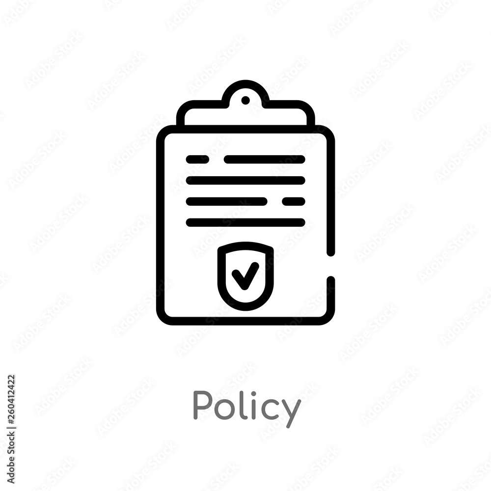 Aufkleber outline policy vector icon. isolated black simple line element illustration from law and justice con