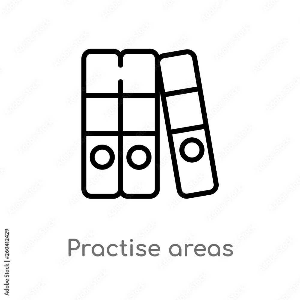 Poster outline practise areas vector icon. isolated black simple line element illustration from law and jus