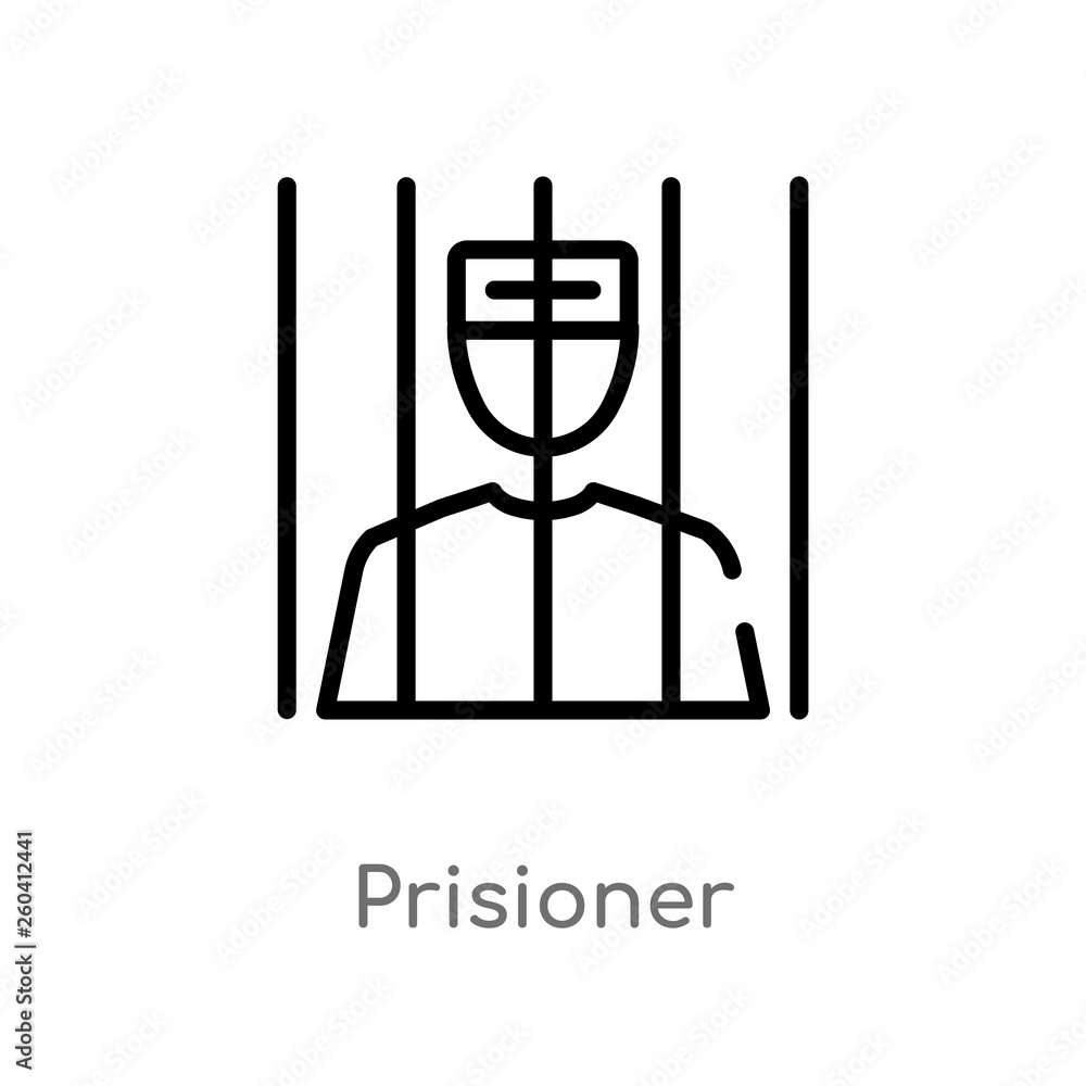 Poster outline prisioner vector icon. isolated black simple line element illustration from law and justice 