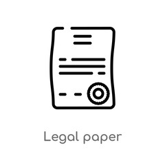 outline legal paper vector icon. isolated black simple line element illustration from law and justice concept. editable vector stroke legal paper icon on white background