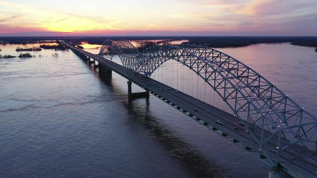 Memphis Hernando de Soto Bridge at Dusk