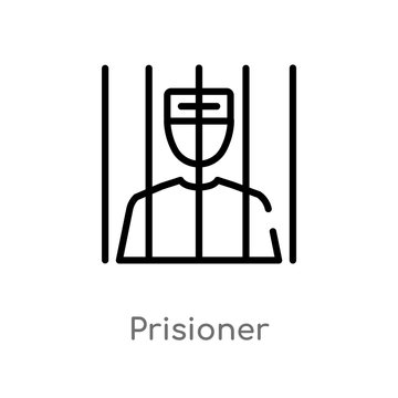 outline prisioner vector icon. isolated black simple line element illustration from law and justice concept. editable vector stroke prisioner icon on white background