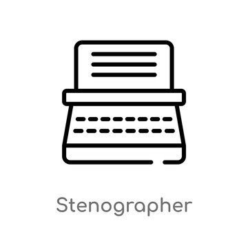 outline stenographer vector icon. isolated black simple line element illustration from law and justice concept. editable vector stroke stenographer icon on white background