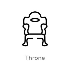 outline throne vector icon. isolated black simple line element illustration from luxury concept. editable vector stroke throne icon on white background