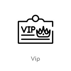 outline vip vector icon. isolated black simple line element illustration from luxury concept. editable vector stroke vip icon on white background