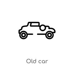 outline old car vector icon. isolated black simple line element illustration from luxury concept. editable vector stroke old car icon on white background