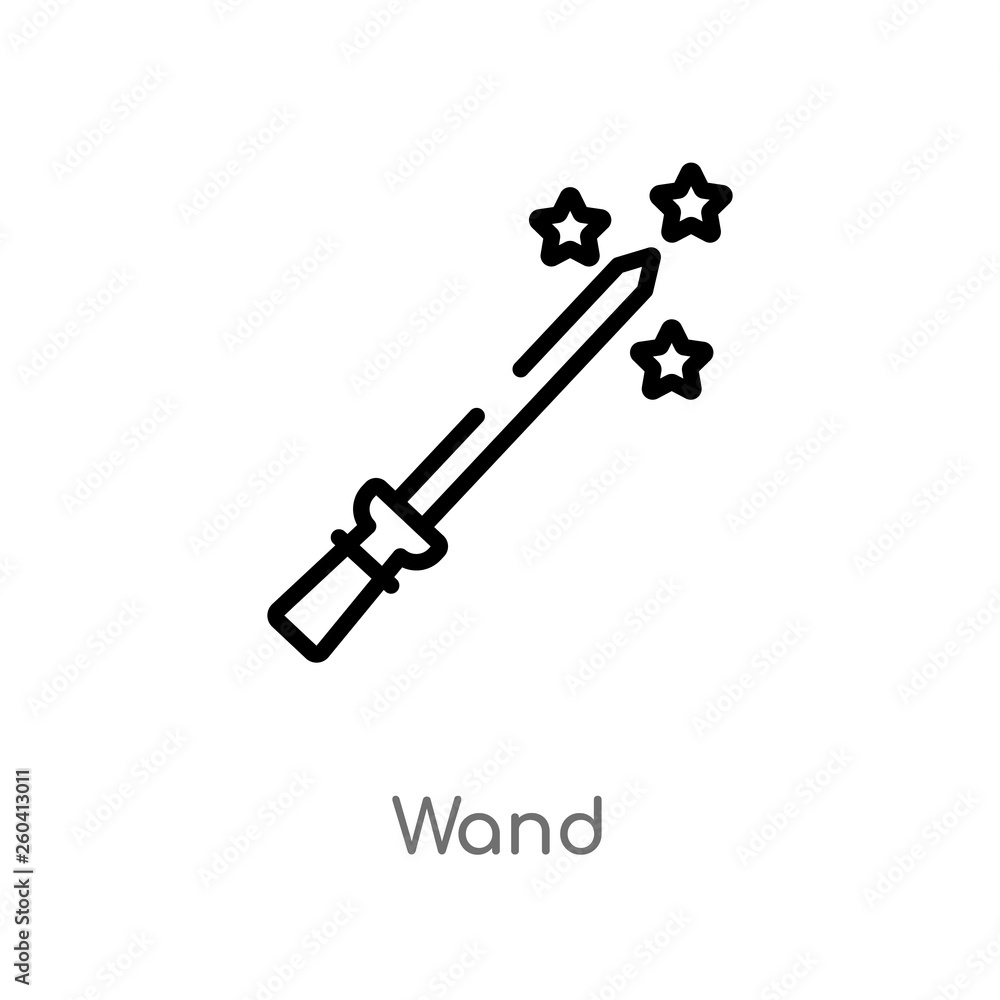 Poster outline wand vector icon. isolated black simple line element illustration from magic concept. editab