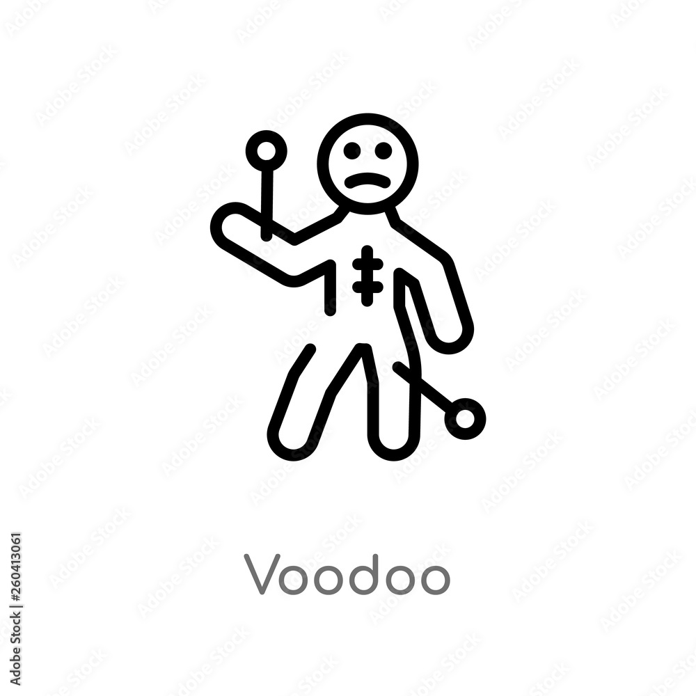Poster outline voodoo vector icon. isolated black simple line element illustration from magic concept. edit