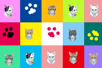 Fototapeta premium ねこのタイル詰め合わせ背景