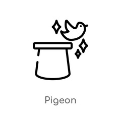 outline pigeon vector icon. isolated black simple line element illustration from magic concept. editable vector stroke pigeon icon on white background