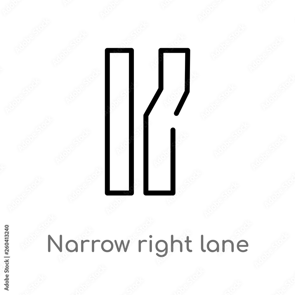 Poster outline narrow right lane vector icon. isolated black simple line element illustration from maps and