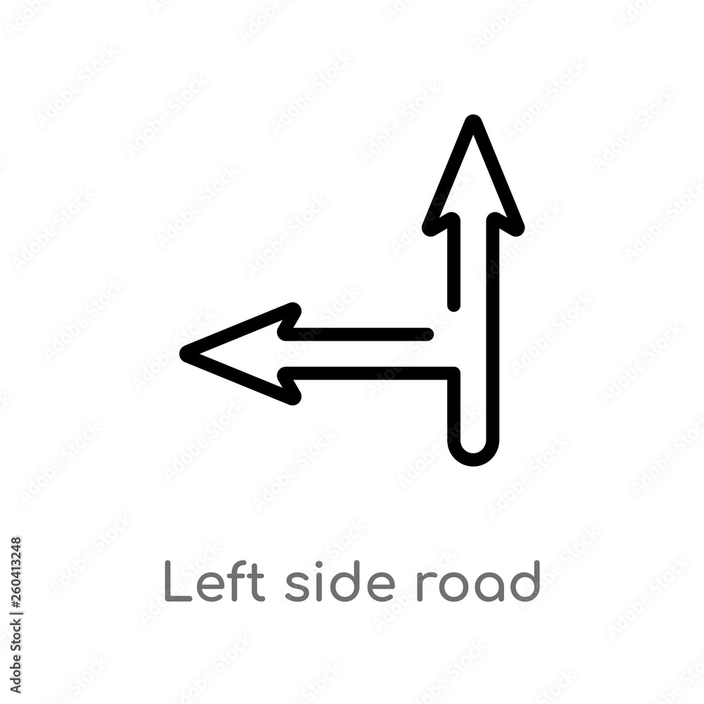 Poster outline left side road vector icon. isolated black simple line element illustration from maps and fl