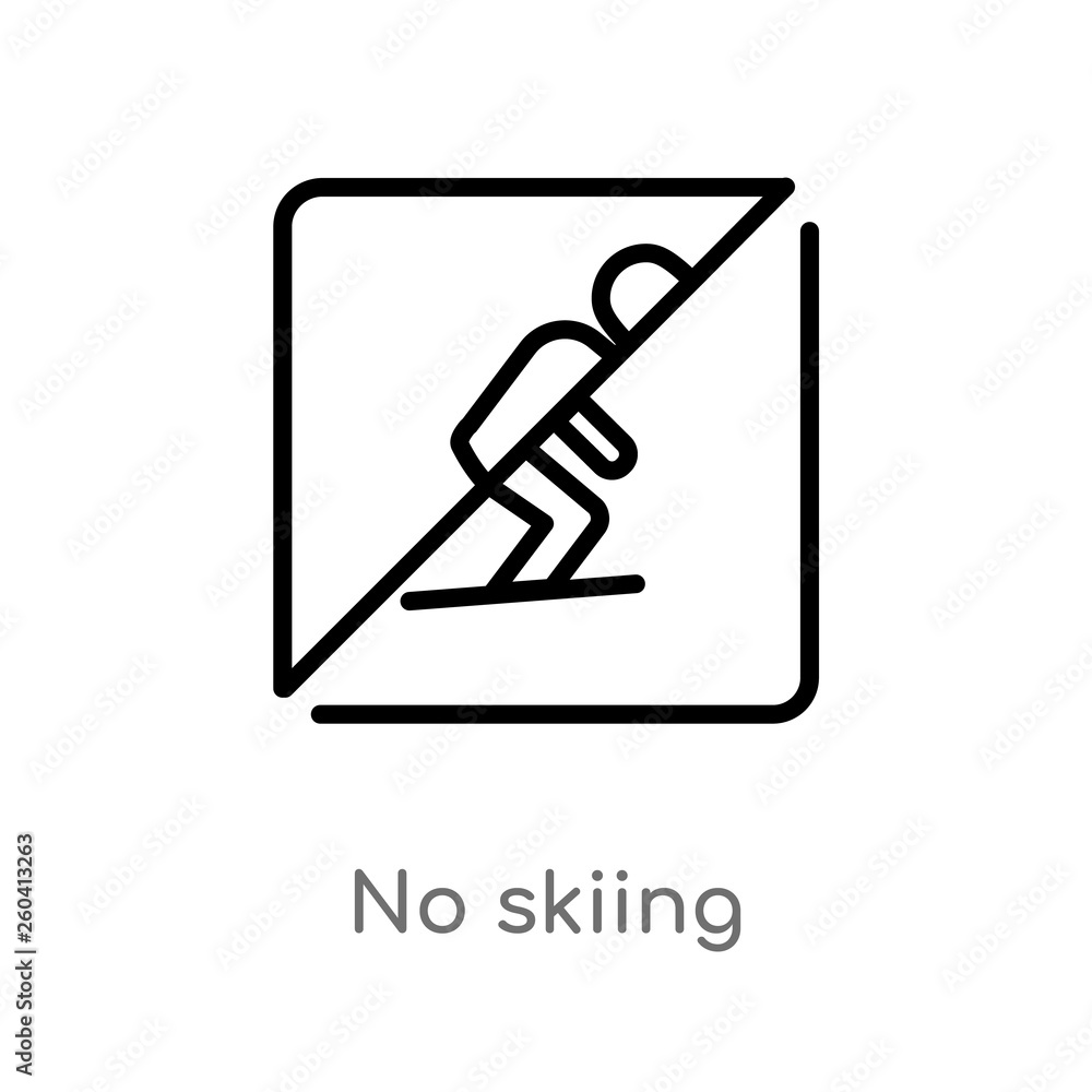 Aufkleber outline no skiing vector icon. isolated black simple line element illustration from maps and flags c