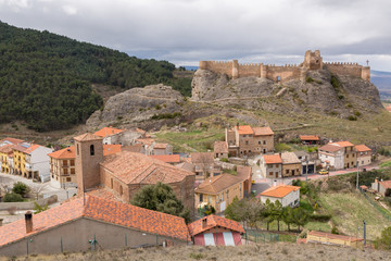 the beautiful panorama of the city of Clavijo with its medieval fortress