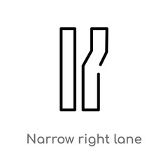 outline narrow right lane vector icon. isolated black simple line element illustration from maps and flags concept. editable vector stroke narrow right lane icon on white background