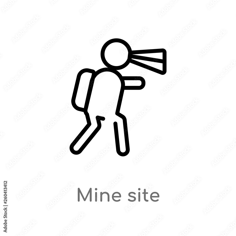 Aufkleber outline mine site vector icon. isolated black simple line element illustration from maps and flags c