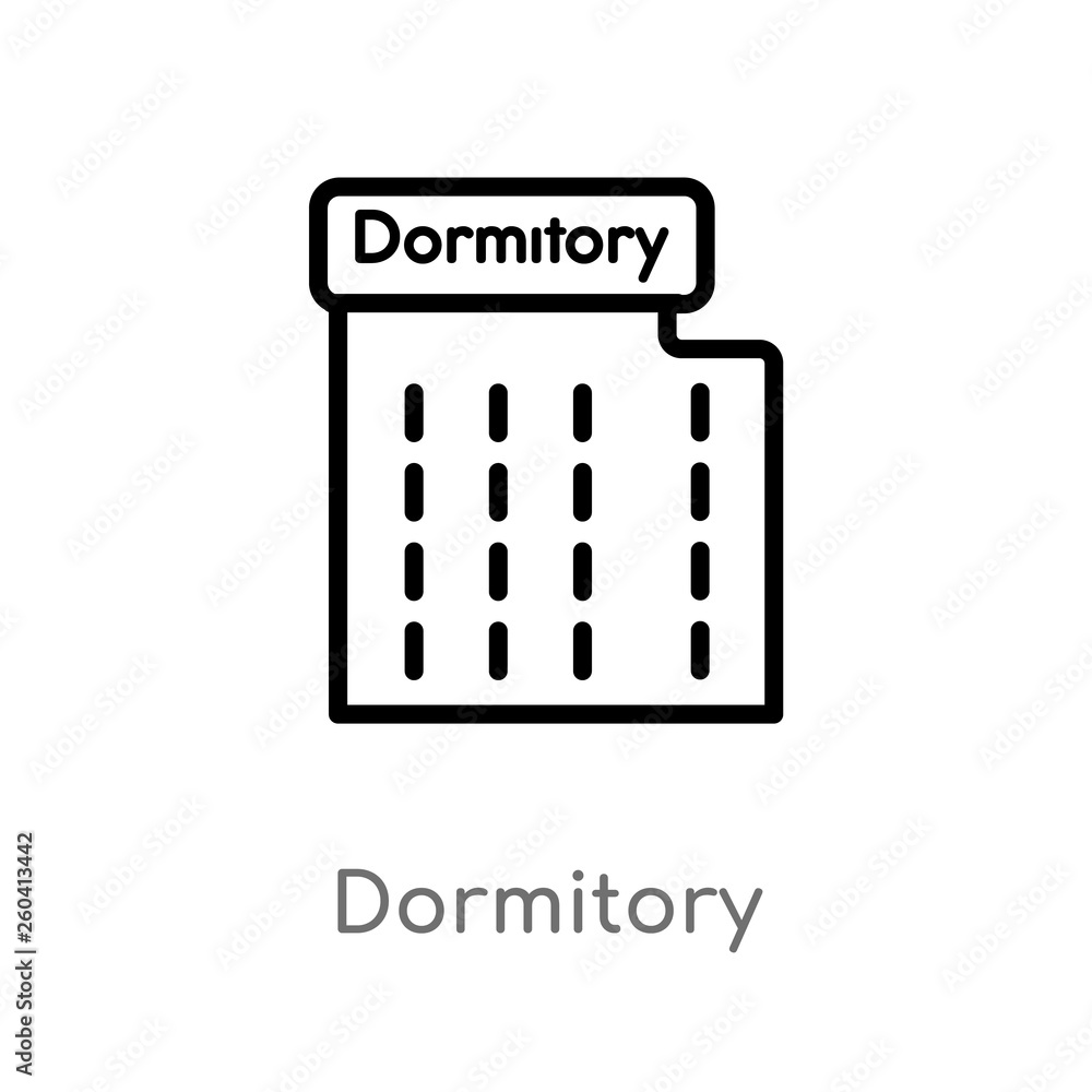 Poster outline dormitory vector icon. isolated black simple line element illustration from maps and flags c