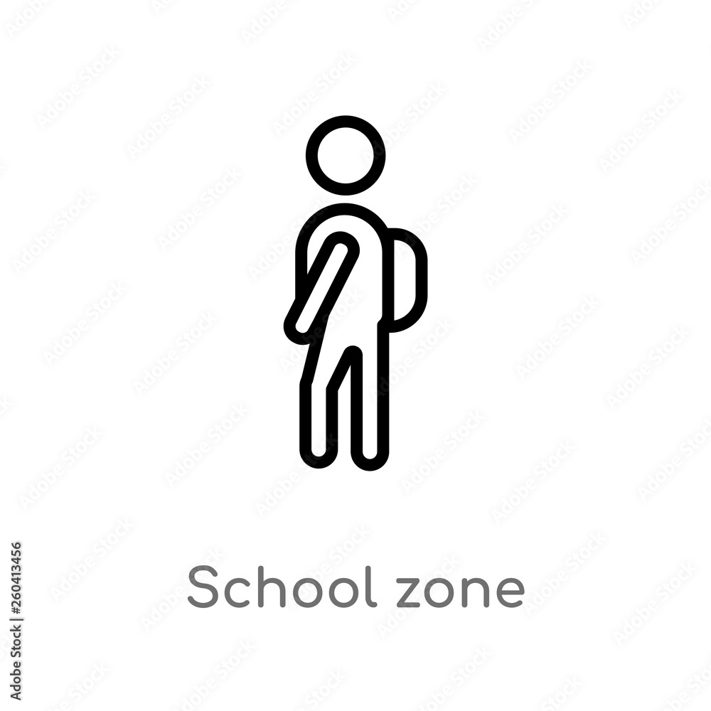 Poster outline school zone vector icon. isolated black simple line element illustration from maps and flags