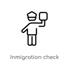 outline inmigration check point vector icon. isolated black simple line element illustration from maps and flags concept. editable vector stroke inmigration check point icon on white background