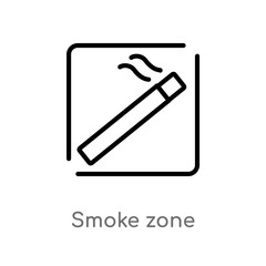 outline smoke zone vector icon. isolated black simple line element illustration from maps and flags concept. editable vector stroke smoke zone icon on white background