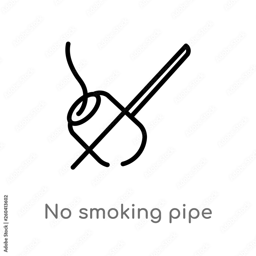 Poster outline no smoking pipe vector icon. isolated black simple line element illustration from maps and f