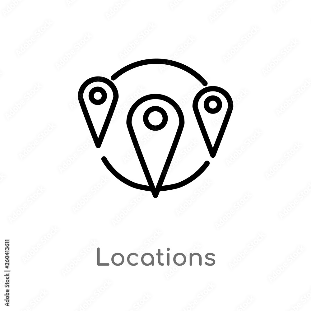 Poster outline locations vector icon. isolated black simple line element illustration from maps and flags c