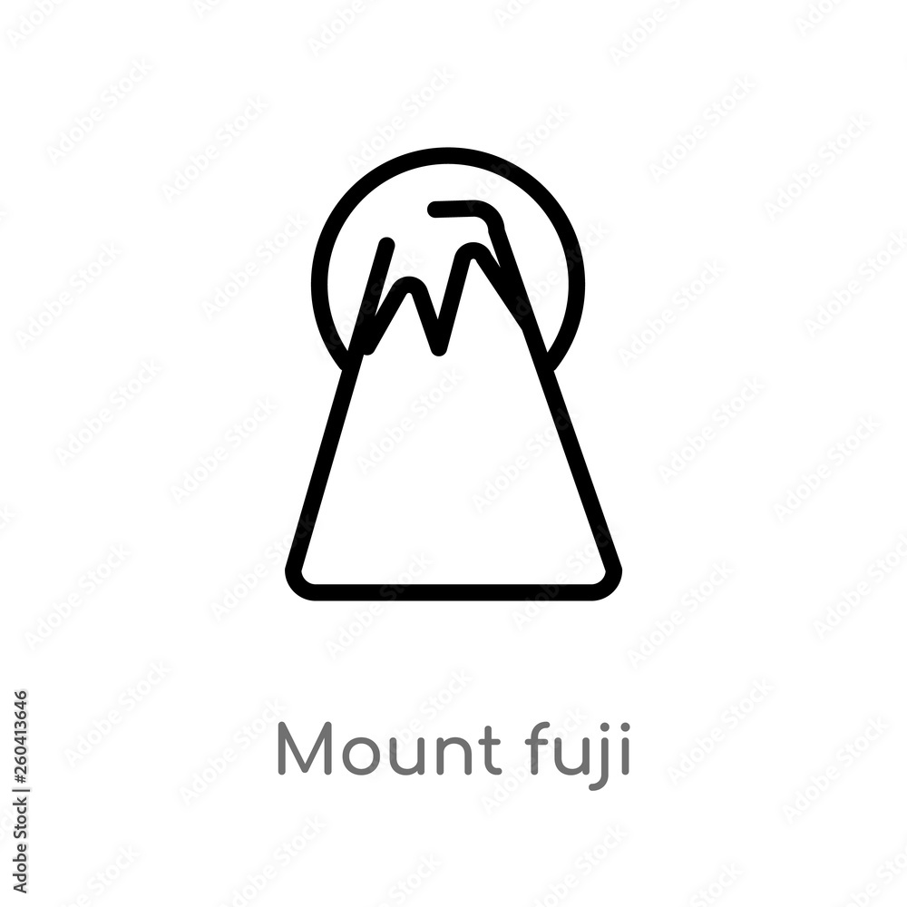 Poster outline mount fuji vector icon. isolated black simple line element illustration from maps and flags 