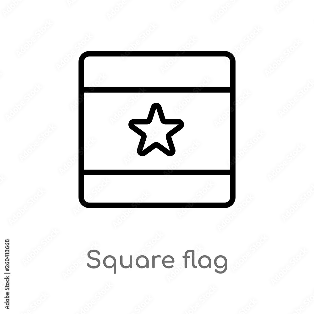 Poster outline square flag vector icon. isolated black simple line element illustration from maps and flags